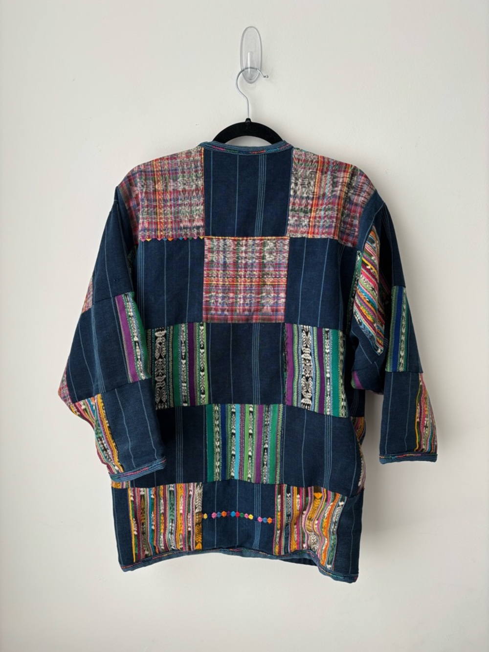 Vintage Patchwork Woven Jacket Ethnic Boho Southwestern Textile Oversized Coat - Picture 9 of 13